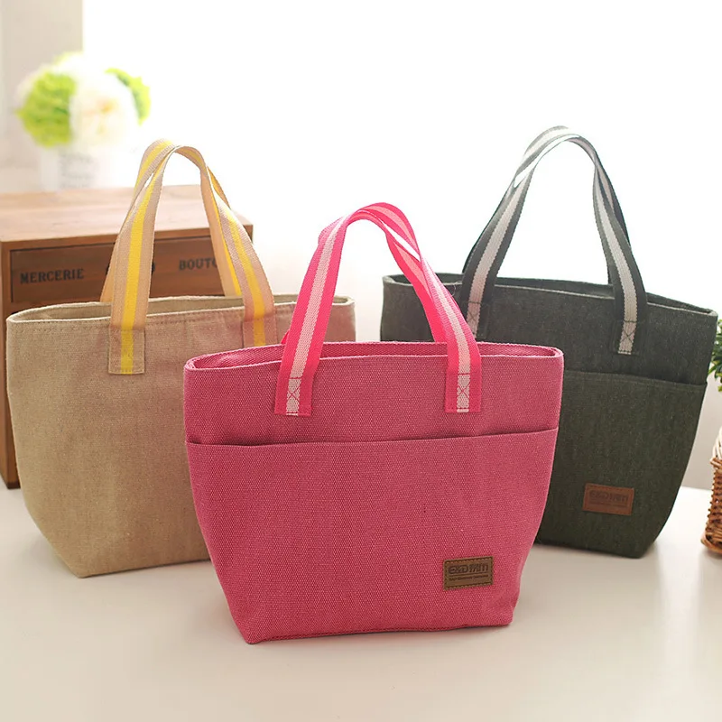 New Style Hand Insulated Bag Container Ice Pack Canvas Lunch Picnic Bag 3-Color Zipper Mouth Thermal Bag Ice Pack Wholesale