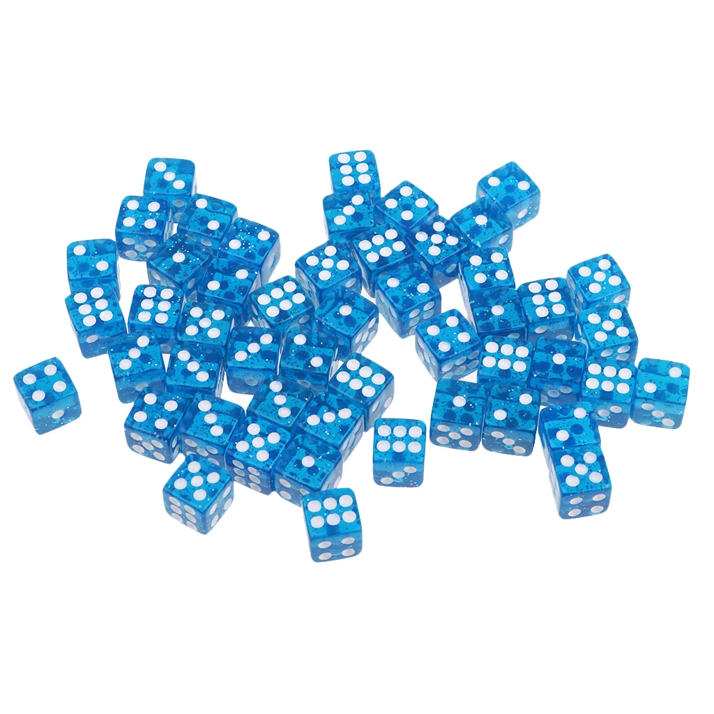 50pcs Acrylic Six Sided Dices 12mm D6 Dice for D&D DnD RPG Party Game