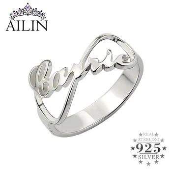 

AILIN 925 Sterling Silver Infinity Love Shape Rings For Women Custom Name Wedding Ring Personalized Jewelry With Gifts Box