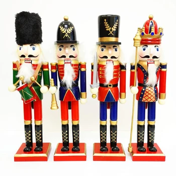 

30CM Christmas Wooden Nutcracker Soldier Children's Room Decoration Ornament Christmas Gift Handcraft Nutcracker Puppet Doll