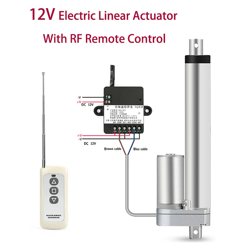 12V Electric Linear Actuator With RF Remote Control Metal Gear Linear Motor 50mm 100mm 150mm 200mm 250mm Stroke Moving Distance|DC Motor| - AliExpress