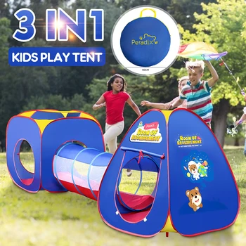 

3 in 1 Folding Kids Tent House Toy Ball Pool Portable Children Tents with Crawling Tunnel Ocean Pool Ball Pit Kids Play Tent
