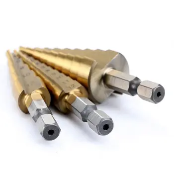 

3pc HSS Titanium Plated Metric Bits Hex Shank Stepped Drill Tap 4-20/3-12/4-12mm