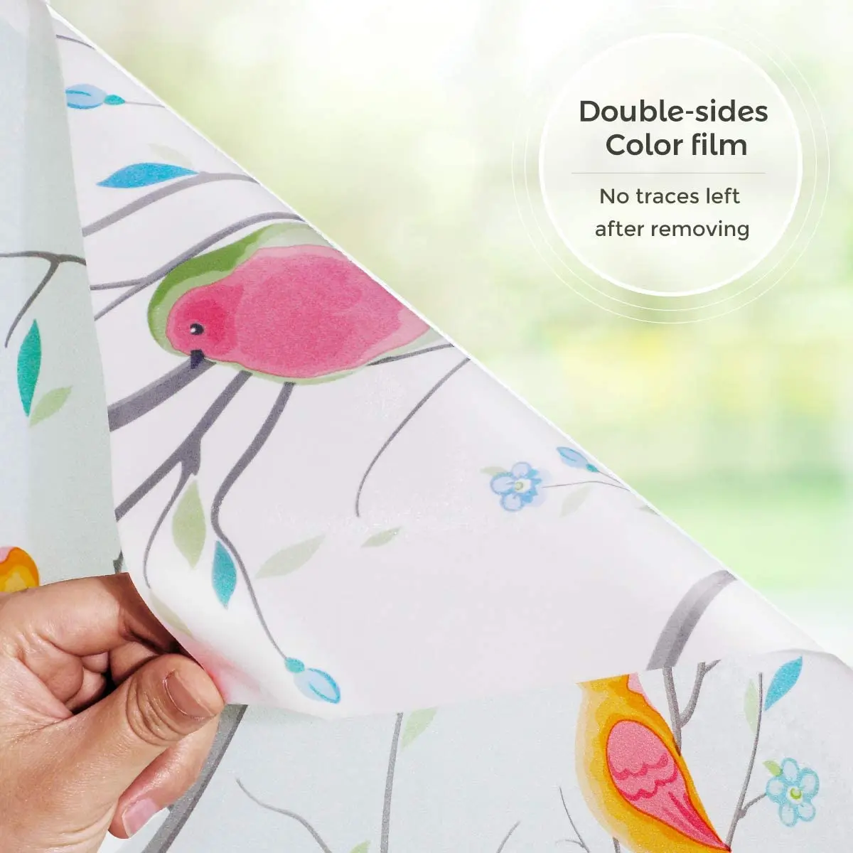 YaJing Privacy Window Film Non-Adhesive Frosted Bird Decorative Vinyl Glass Film Static Cling Stained Window Stickers for Home