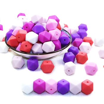 

14mm BPA Free Silicone Teether For Mommy DIY Handmaking Baby Infant Chewable Toys Regular Hexahedral Beads