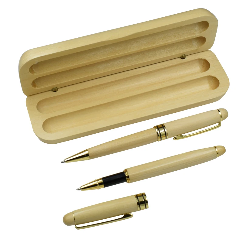 

One Set Nature Maple Wood Ball Pen/Gel Pen/Pencil Case Stationary Set Office Stationery School Writing Materials Gift