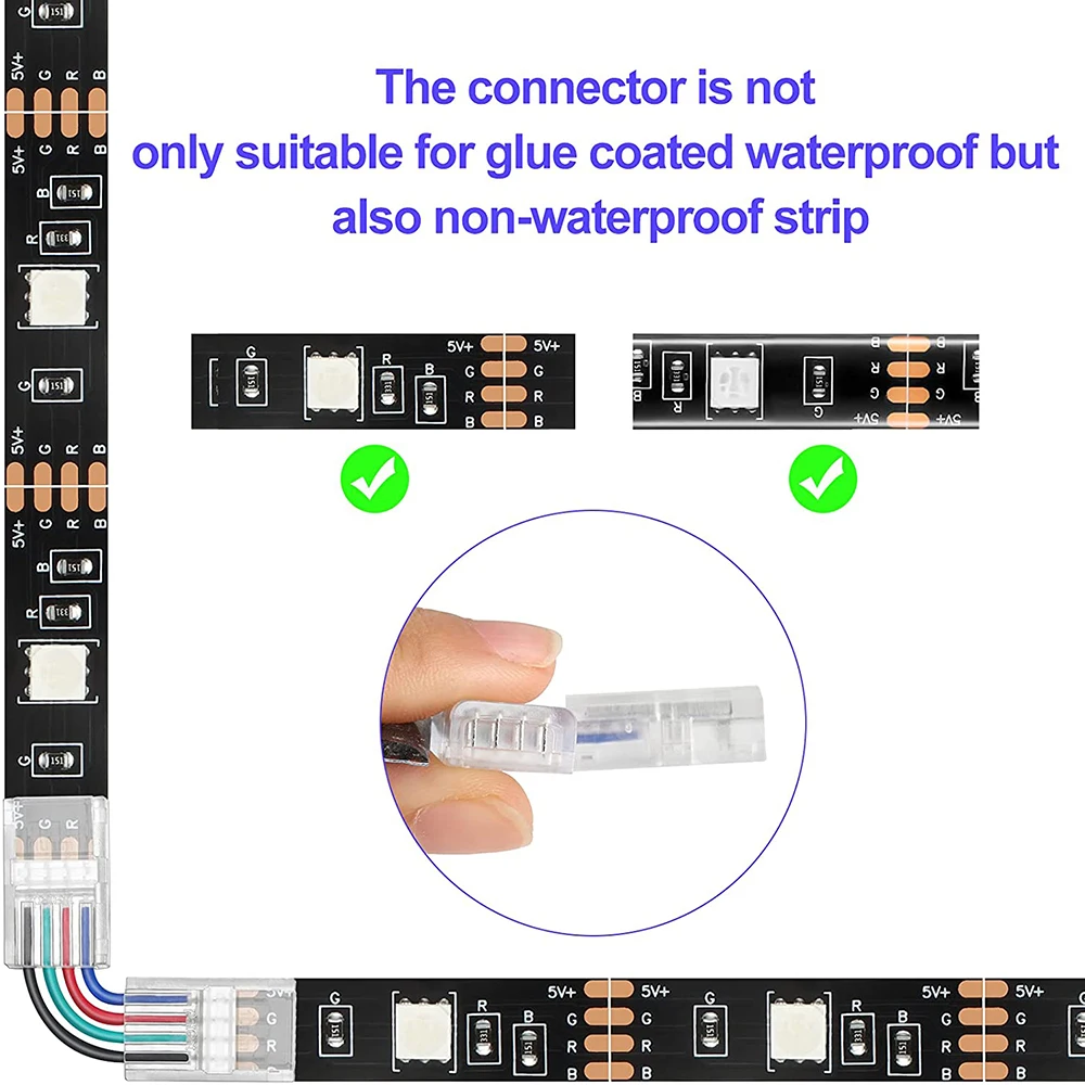 RGBT# connecteur en T sans soudure pour strip LED 5050 RGB 1 à 10