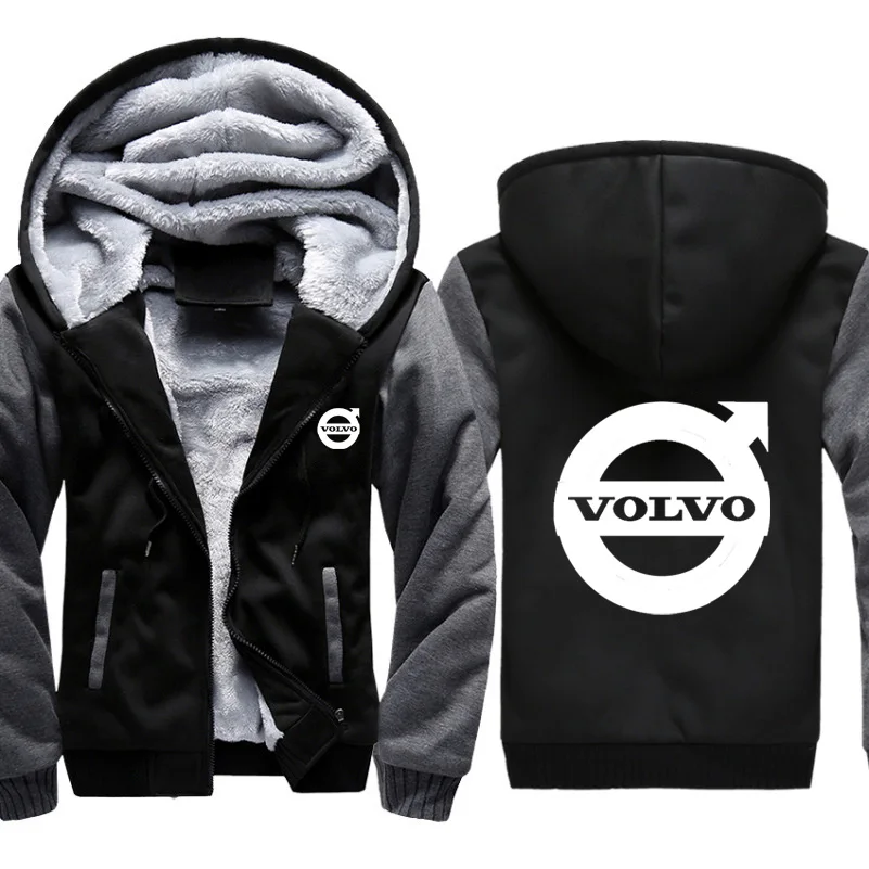 

Hoodies Men Volvo Car Logo Print Jacket Mens Hoodies Casual Winter Thicken Warm Fleece cotton Zipper Raglan Coat Male Tracksuits