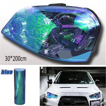 

200 x 30cm Chameleon Colorful Blue Headlight Car SUV Headlight Taillight Cover Vinyl Tint Film Wrap Sheet Car Decoration