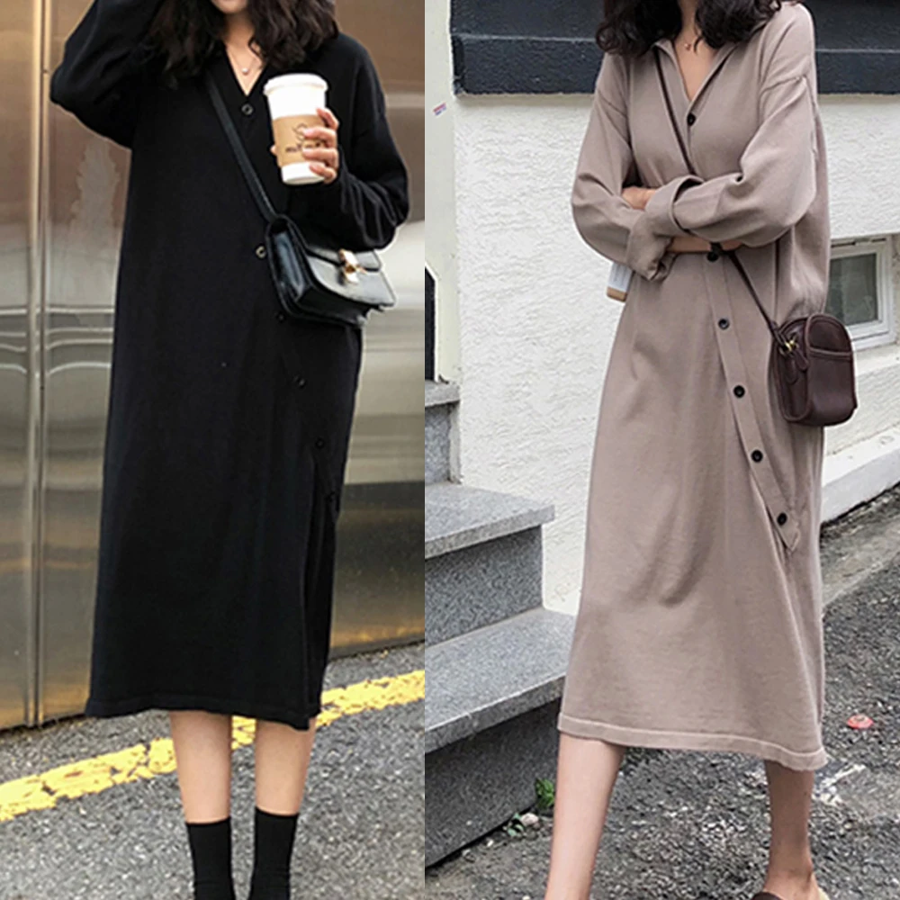 Однотонные женские платья размера плюс модное Повседневное трикотажное платье с