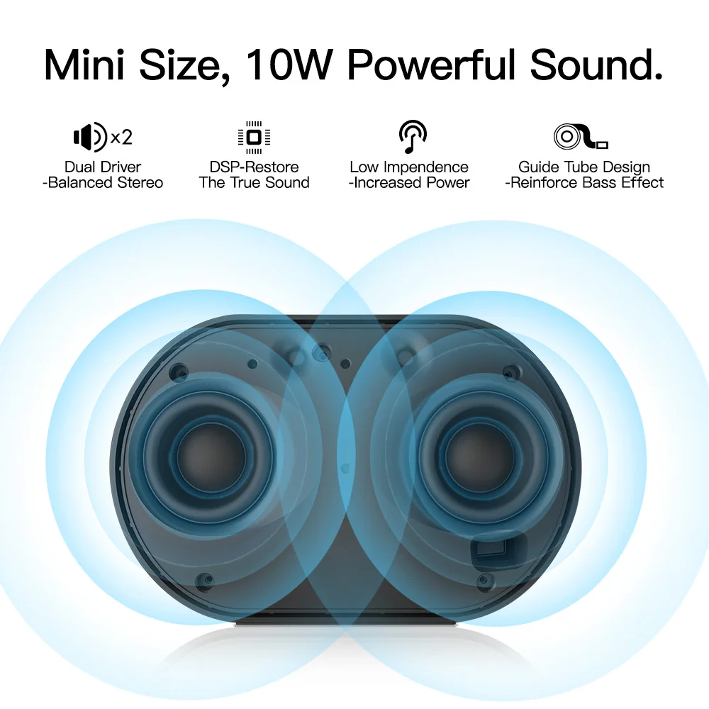 Wireless bluetooth speaker GGMM Portable Mini 10W HiFi DSP Column With Mic Pocket Size Support Voice Assistant 14H Music Playing