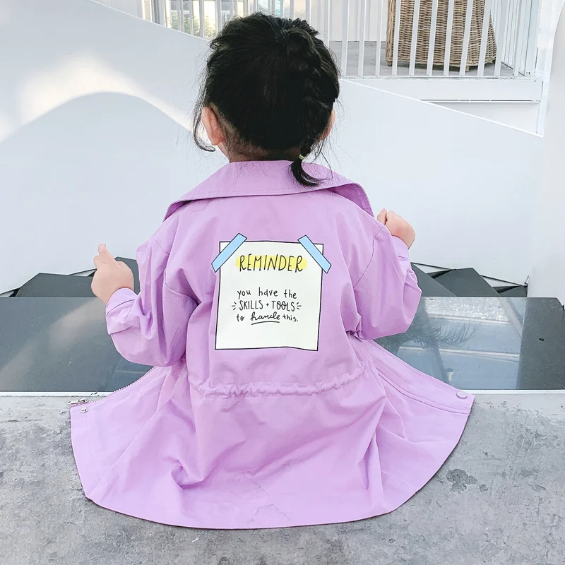 

CNUM Spring Autumn Girls Casual Jackets Outerwear Fashion Printing Candy Color Windbreaker Children Clothing Cute Girls Coat