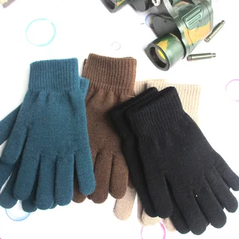 

Winter warm gloves thickening plus velvet stretch knit men and women gloves
