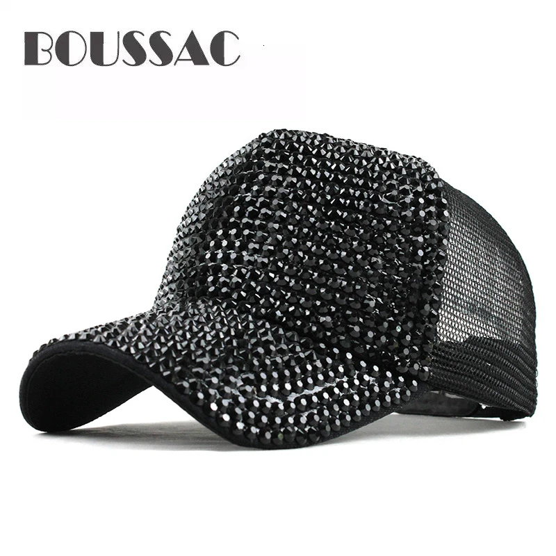

BOUSSAC New Brand Baseball Caps For Women Rhinestone Hat Lady Girl Cap 8 Colour Snapback Cap Casquette Hats Adjustable Cap