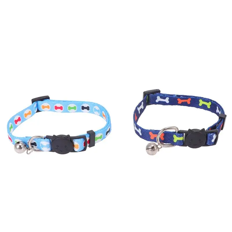 2pcs Pet Collars Safety Button Durable Adorable Prcatical Printing Necklace Necklet Collar for Pets Cats Kitten