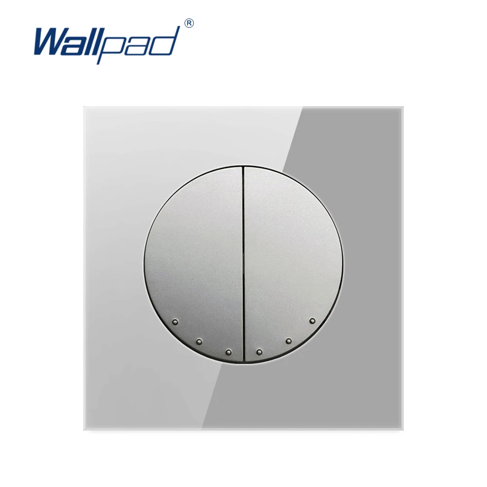 

2019 Wallpad 2 Gang 3 Way Intermediate Rocker Button Wall Light Switch Grey Crystal Glass Panel 16A