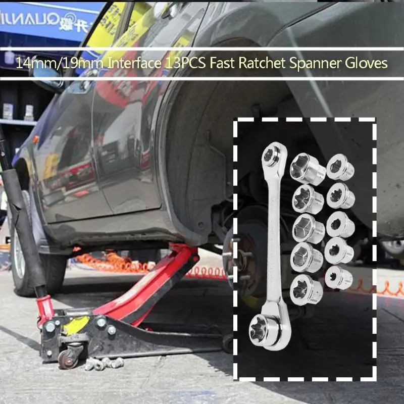

Durable Wrench Portable Delicate Design 13pcs Socket Wrench Set CR-V Drive Ratchet Wrench Spanner for Motorcycle Car