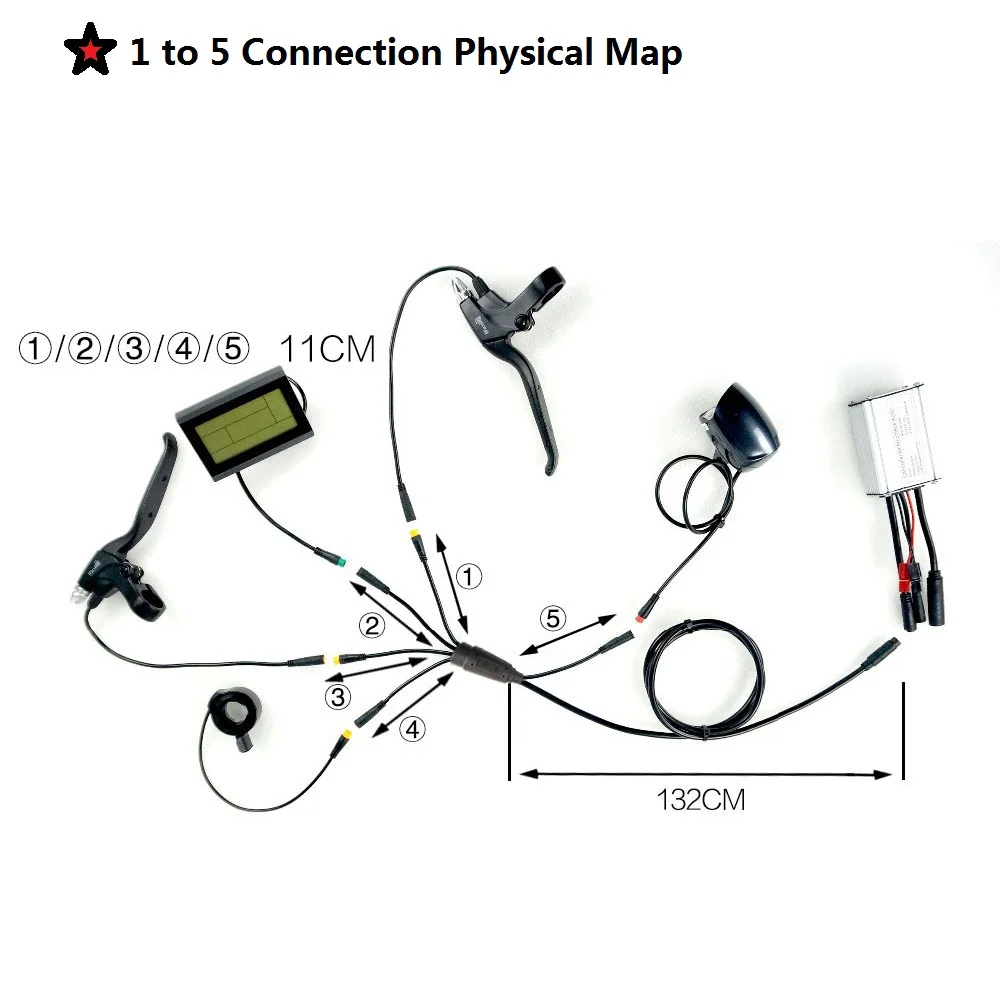 RICETOO JULET 1T4/1T5 Waterproof Cable Controller/Light/Ebrake/Throttle/Display E-Bike Cable Conversion Accessories