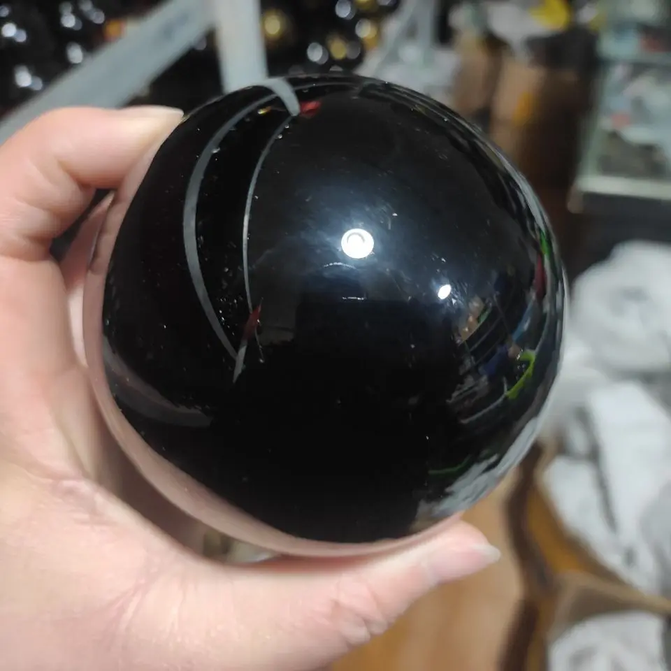 

1pcs Natural Obsidian smooth Polished Genuine black Meditation Healing Divination Sphere Obsidian Crystal Ball