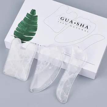 

Natural Rock Quartz Gua Sha Board 3 Pieces With Box Chinese Traditional Guasha Massage Tool Set For Body Massage Relaxtion