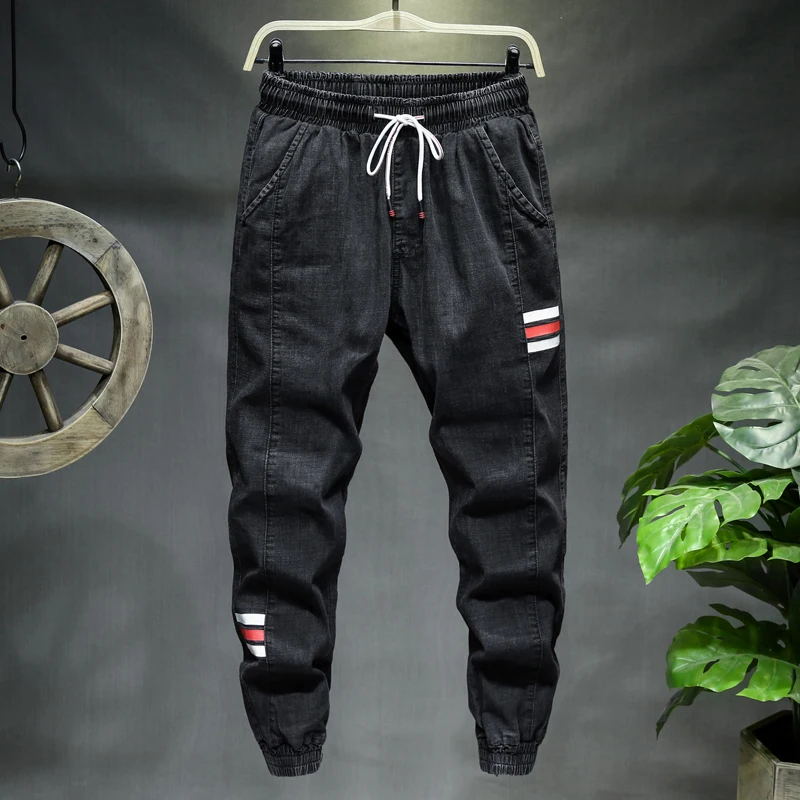 10XL 9XL 8XL Large size Ankle pants jeans Blue black gray men's plus size harem pants elastic stretch Slim feet Stripe trousers 10XL 9XL 8XL Large size Ankle pants jeans Blue black gray men's plus size harem pants elastic stretch Slim feet Stripe trousers
