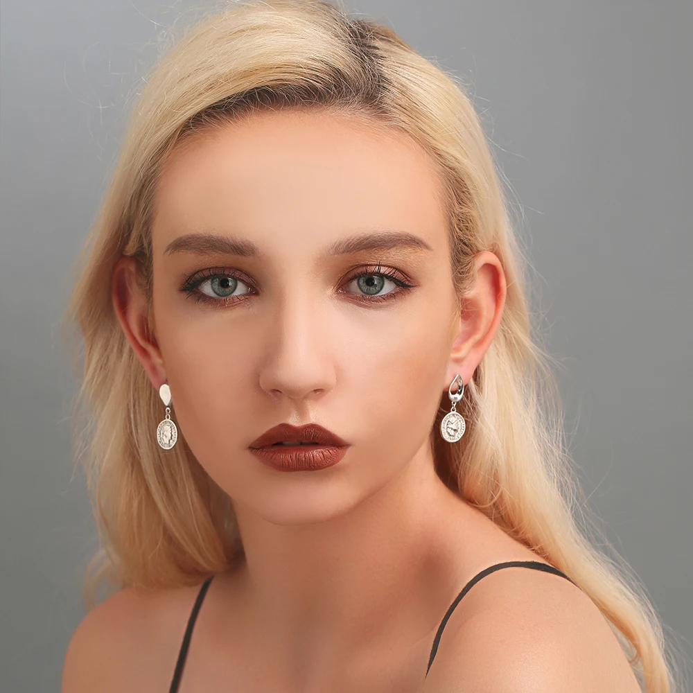 SUPERWEAR, 925 пробы, серебряные, асимметричные серьги с подвеской, желтое золото, цвет древняя монета, женские серьги-капли, винтажные ювелирные изделия