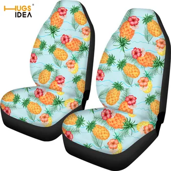 

HUGSIDEA Car Seat Cover 2Pcs Car Front Seat Sheet Pineapples Pattern Automotive Seat Cover Car Interior Decor Sheet 2020