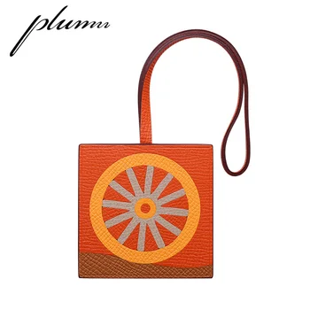 

Plumn Square Letter Pendant Leather Bag Pendant Hand Stitched Palm Pattern Pendant