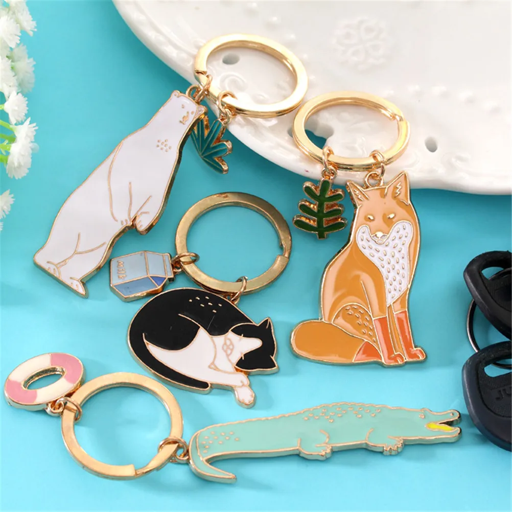 

Animal Key Ring Dog Black Cat Kitty Bear Crocodile Fox Keychain Corgi Bulldog Puppy Keyring Pet Key Chain Jewelry