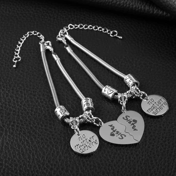 

2pcs Broken Heart Bracelets & Bangles Stainless Steel Pendant Bracelet no matter where Friendship Sisters Jewelry BFF Bracelets