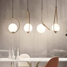 Подвесные светильники в скандинавском стиле, Белый Круглый глобус, стеклянный подвесной светильник для гостиной, столовой, подвесной светильник