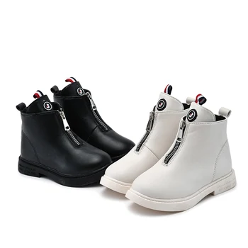 

New Casual Breathable Anti-Slip Soft Soled Boots Children's Shoes Autumn Winter Leather Footwear For Kid's Boots Flats Kids