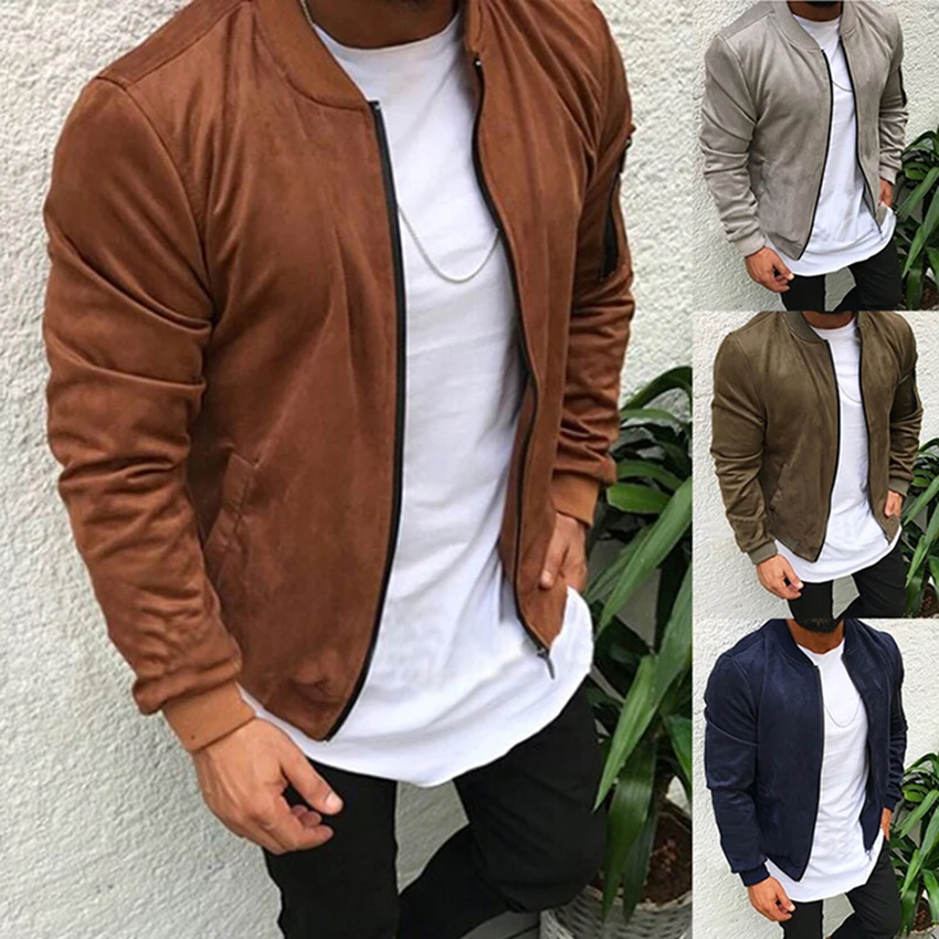 

2019 Fashion Casual Coat Winter Outdoor Warm Zipper Jacket Strrtwears Male Suede Frabric Jaqueta Masculino Outwears Solid Jacket