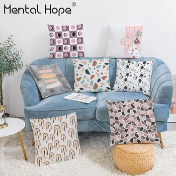 

Geometric Plush Cushion Cover Dot Ptinred Throw Pillow Cover Decorative Striped Square Pillowcase Home Decor for Bed Chair