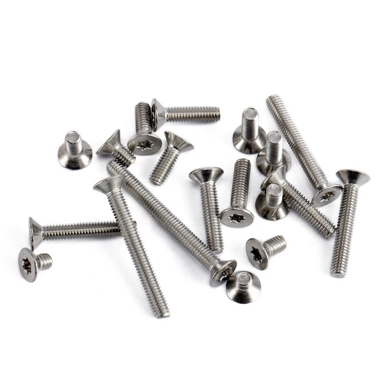 10 Stks/partij Zes Kwab Torx Platte Verzonken Kop Schroef Bolt M1.6 M2 M2.5 M3 M4 M5 M6 M8 304 a2-70 Rvs GB2673