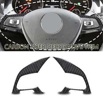 

2x Car Styling Carbon Fiber Steering Wheel Button Decoration For Volkswagen VW Golf 7 GTI MK7 2014-2019 Car Accessories