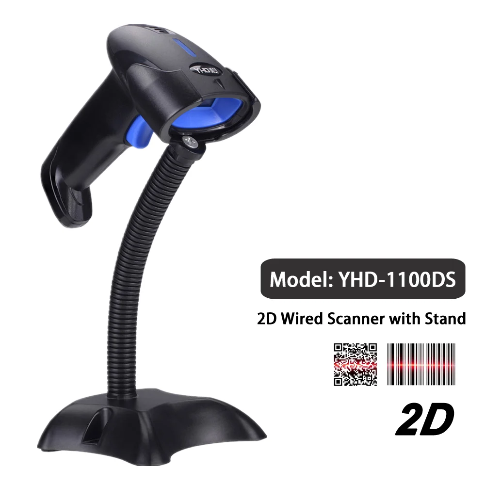 Barcode scanner YHDAA 1100L laser wired 1D and Bluetooth 5800DW 2.4G wireless 2D for mobile computer
