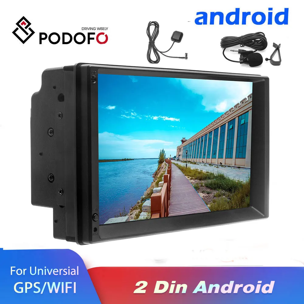 Podofo 2Din Android Автомагнитола 2din для универсального автомобиля мультимедийный плеер
