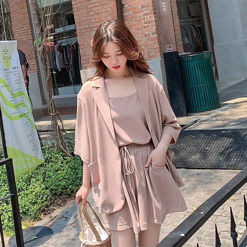 

France Non-mainstream Two-Piece Set Very Fairy Summer 2019 New Style Fashion Western Style Wide-Leg Short Online Celebrity Small