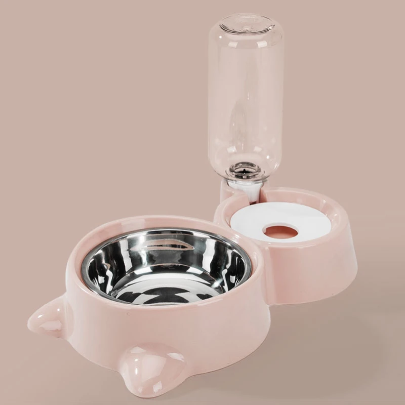 1 шт. двойной порт собака кошка Домашние животные автоматический диспенсер для воды кормушка миска посуда питье для домашних животных миска для питья воды Прямая поставка - Цвет: Pink
