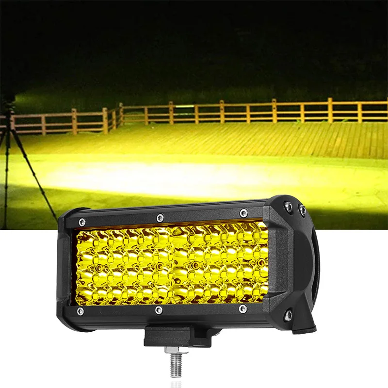 3000K Led Bar Off Road 4X4 12V 24V Auto Luce Del Lavoro 144W 7 ''Ha Condotto Le Luci Fendinebbia Worklight Bar Per Suv Atv Rv Uaz Trattore Del Camion 