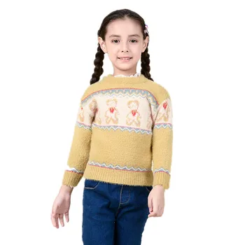 

New Arrival Girl Sweater Children Clothing Rabbit Pattern Knitted Sweater Baby Girls Pullover Sweater Knitwear 3-14 Kids