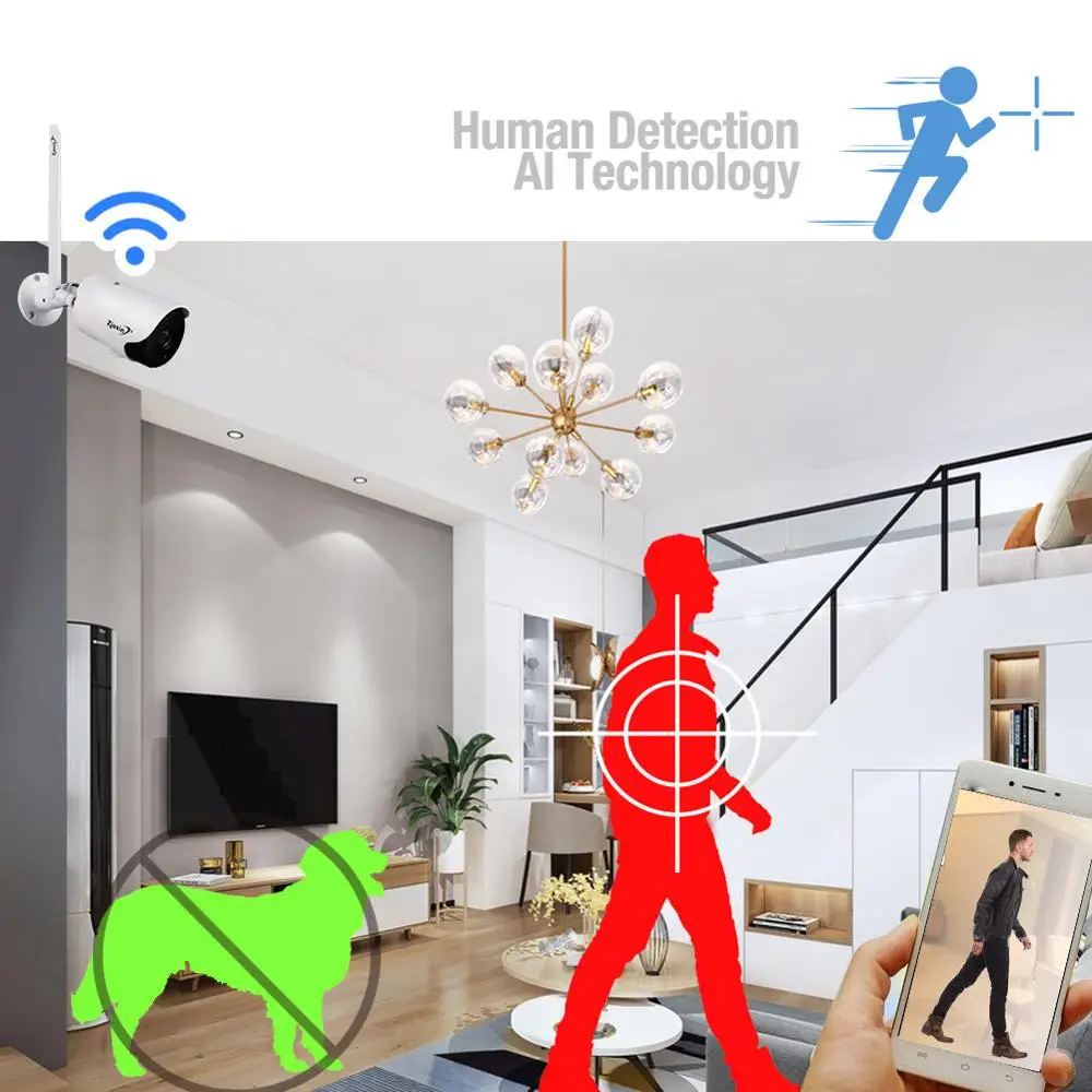 Zjuxin 1080P IP AI камера HD облачная беспроводная Wifi наружная погодозащитный инфракрасный Камера ночного видения с TF слотом