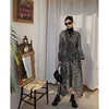 FINEWORDS Korean Black Floral Printed Long Dress Autumn Party Chiffon Dress Harajuku Vintage Elegant Maxi Dress Loose Robe Femme ► Photo 2/5