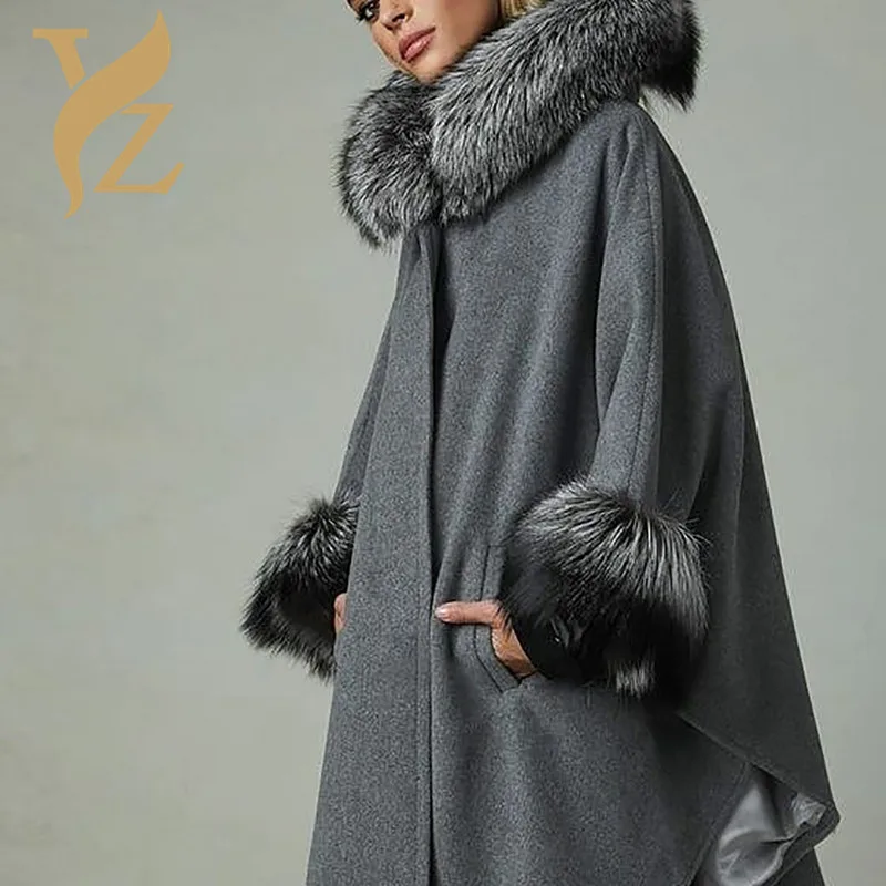 YZ. FURTURE Зима Натуральная черно-бурая лиса мех пальто женские теплые натуральный цвет лисы Меховая куртка Женская Толстая лисий мех пальто одежда