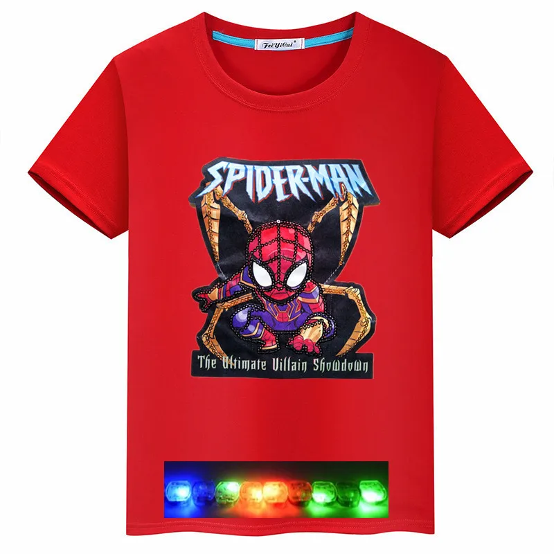 Детская одежда яркая хлопковая футболка с короткими рукавами для мальчиков с изображением Человека-паука