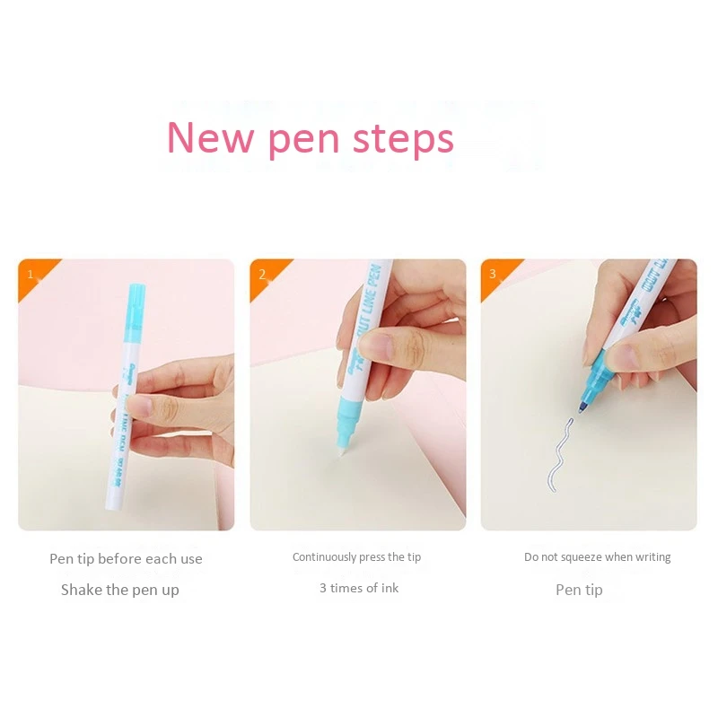 

8 Colors/Set Gift Card Writing Drawing Pens Double Line Outline Pen Stationery