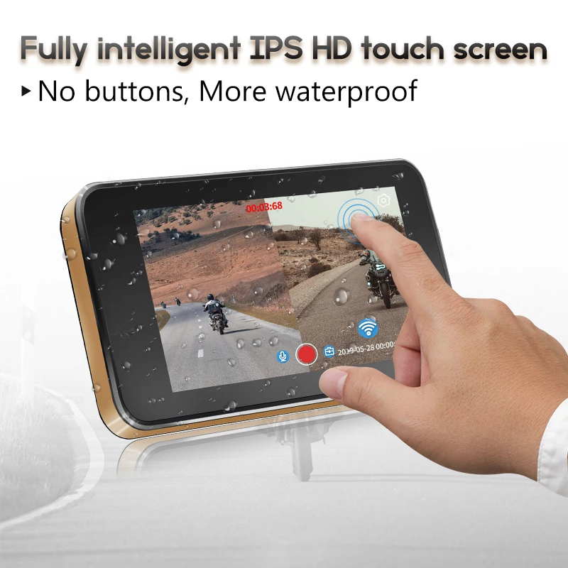 GreenYi, водонепроницаемая камера для мотоцикла, DVR sprint, WiFi, 1080 P, FHD, фронтальная и задняя камера для мотоцикла, gps, рекордер, коробка
