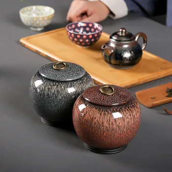 

Chinese Ceramic Tea Caddy Vintage Porcelain Green Tea Coffee Storage Sealed Tank Kung Fu Tea Can Tea Ceremony Accessorie ZL333