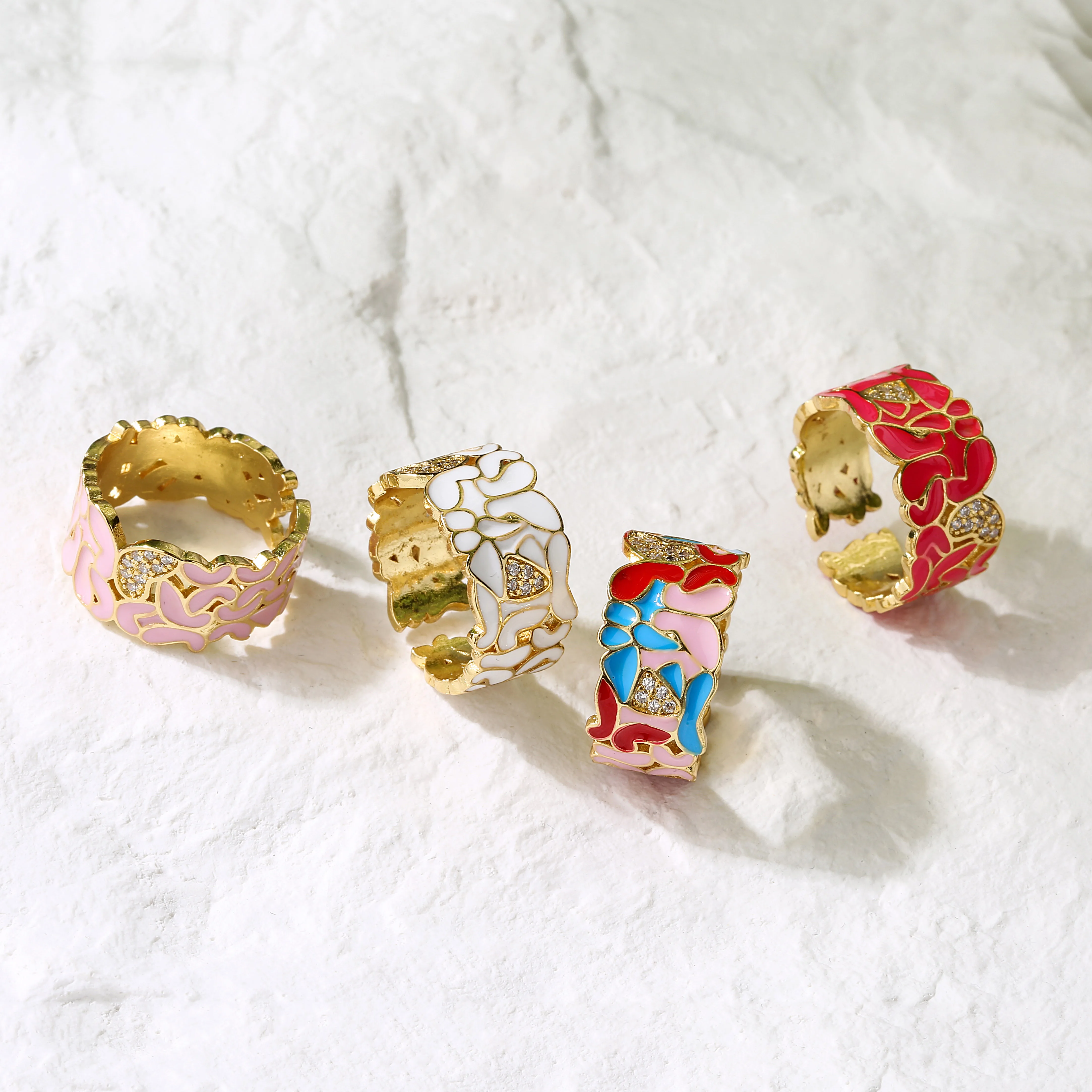 bague géométrique fleur papillon, bague colorée pour femmes, anneau rond, bijoux de fête en émail